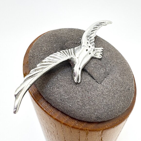 VTG Sterling Silver 925 Flying Seagull Textured Brooch Size 2.5" Length - Picture 6 of 14